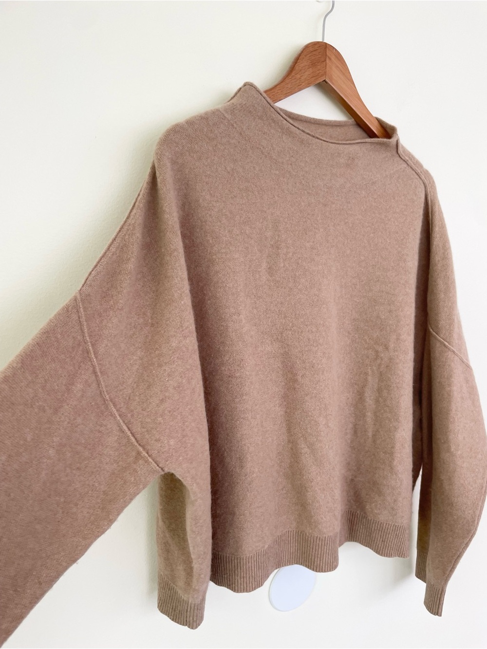 Anthropologie PILCRO Alani 100% Cashmere Mock Neck Sweater L Large Camel Tan - Picture 4 of 10